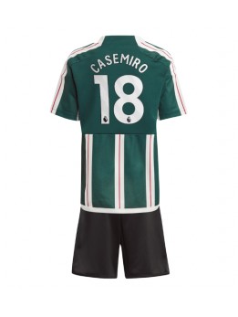 Manchester United Casemiro #18 Dječji Gostujuci Dres kompleti 2023-24 Kratak Rukavima (+ kratke hlače)